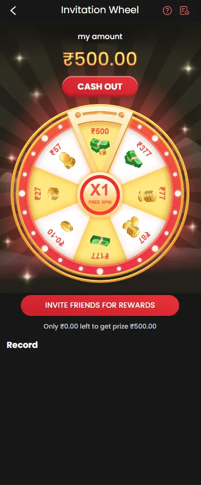 13L Game Wingo color prediction spin game screen